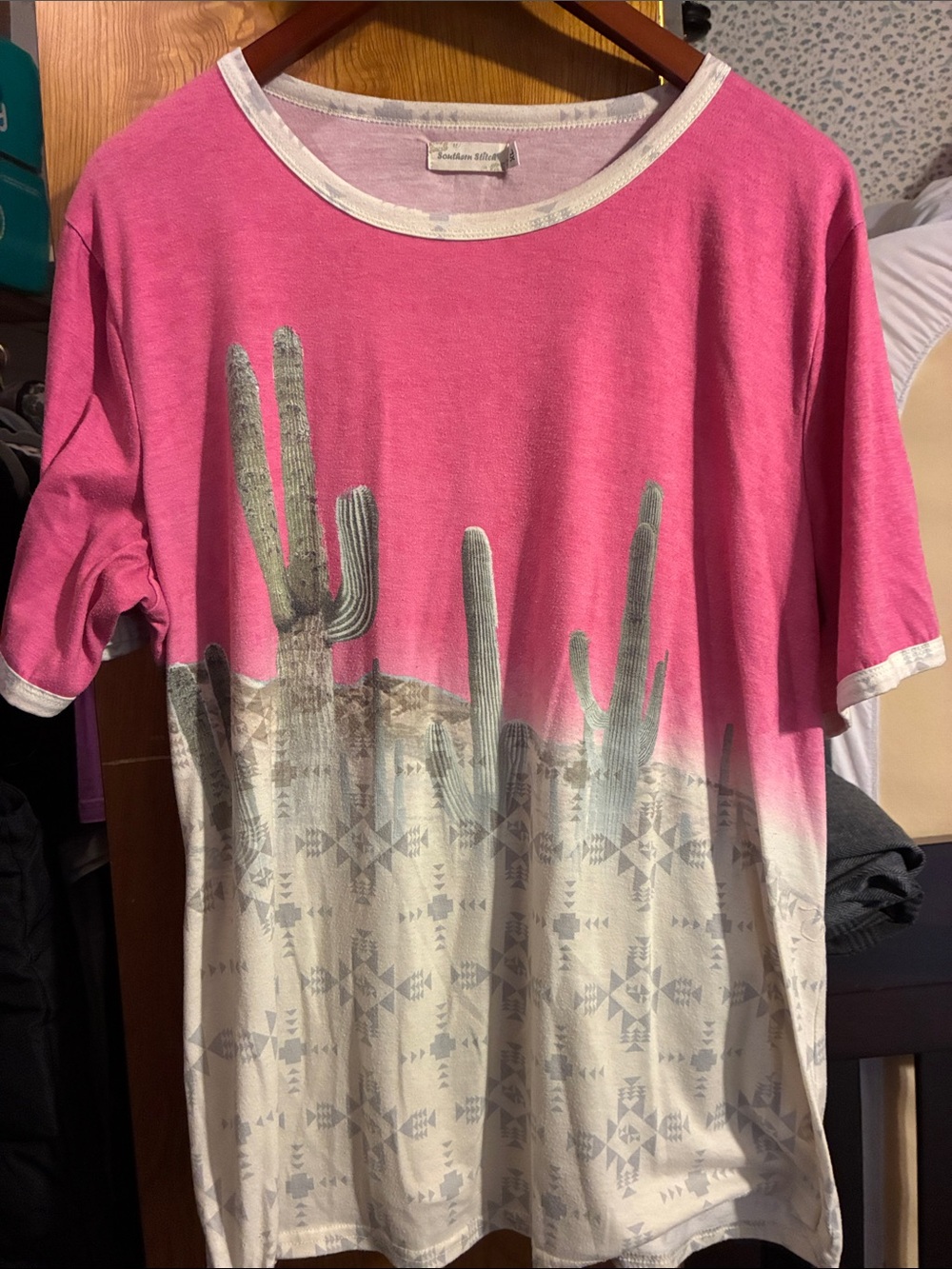 Pink Cactus Southern Stitch Graphic Tee
